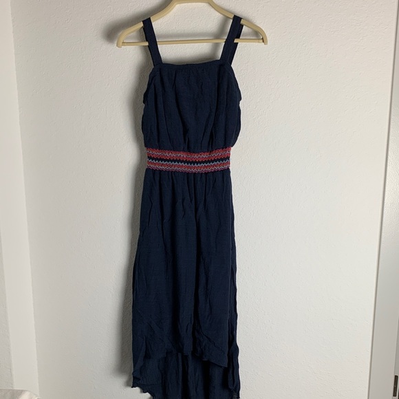 Paper Doll  Maxi Navy Dress with Colorful Boho Waistband - Picture 1 of 2